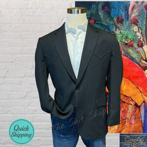 Circle S Dallas Texas 42R Mens Black Western Blazer Sport Coat Rockabilly Rodeo